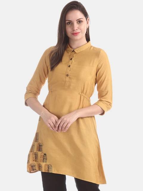 Bronz Women Mustard Yellow Printed Tunic