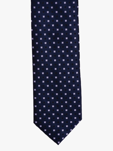 BuckleUp Men Blue & Black Woven Design Broad Tie