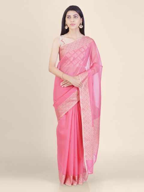 Shruti and Mangaaysh Pink & Gold-Coloured Pure Silk Handloom Woven Design Kota Saree
Shruti and Mangaaysh Pink & Gold-Coloured Pure Silk Handloom Woven Design Kota Saree