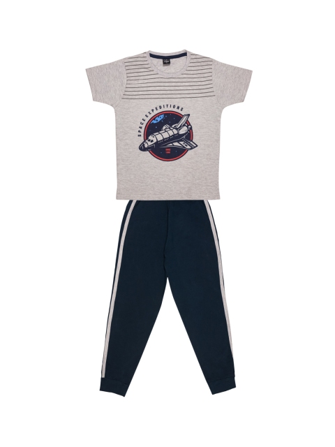 Todd N Teen Boys Grey & Black Printed T-shirt with Trousers