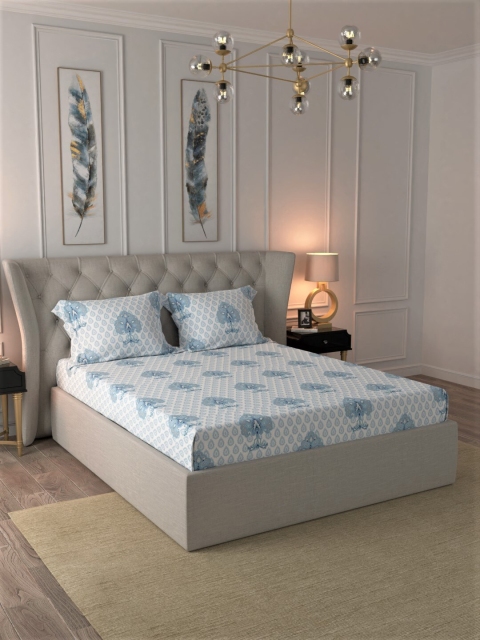 URBAN SPACE Off-White & Blue Ethnic Motifs 200 TC Cotton 1 Queen Bedsheet with 2 Pillow Covers
URBAN SPACE Off-White & Blue Ethnic Motifs 200 TC Cotton 1 Queen Bedsheet with 2 Pillow Covers