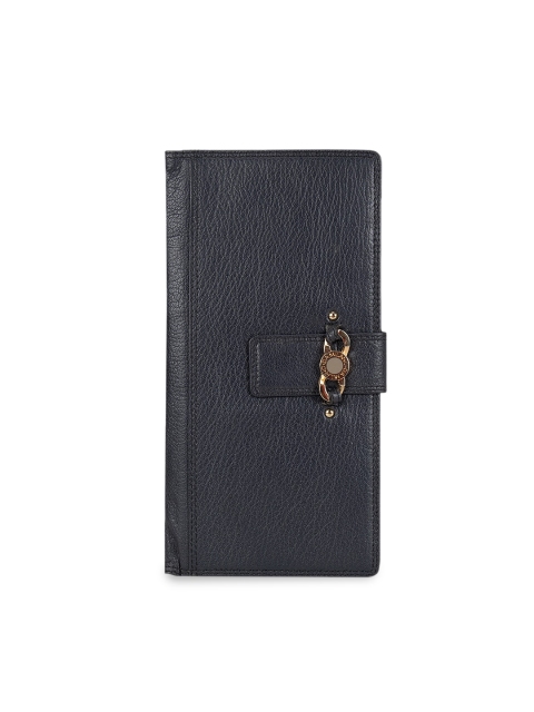 Da Milano Men Black Textured Leather Passport Holder