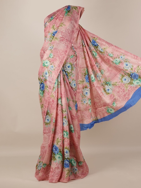 Pothys Pink Printed Jute Silk Saree