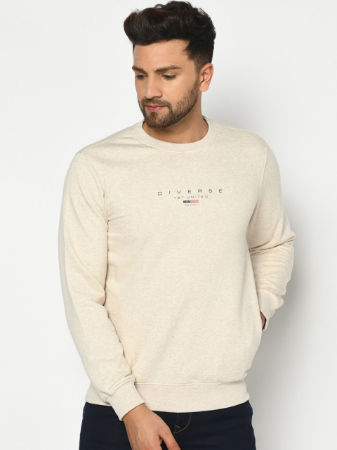 Octave Men Off-White Solid Sweatshirt