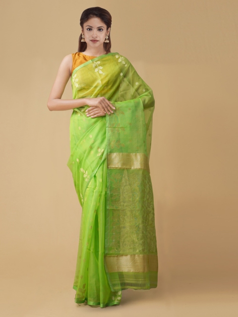 Unnati Silks Green & Gold-Coloured Silk Cotton Woven Design Handloom Maheshwari Saree
Unnati Silks Green & Gold-Coloured Silk Cotton Woven Design Handloom Maheshwari Saree