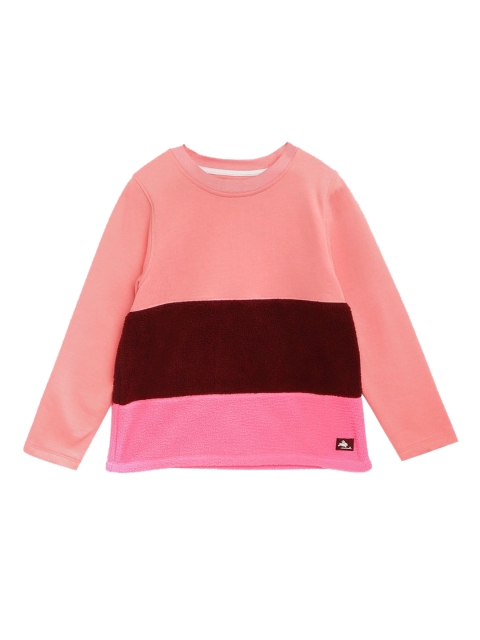 Cherry Crumble Kids Peach-Coloured & Maroon Colourblocked Sweatshirt