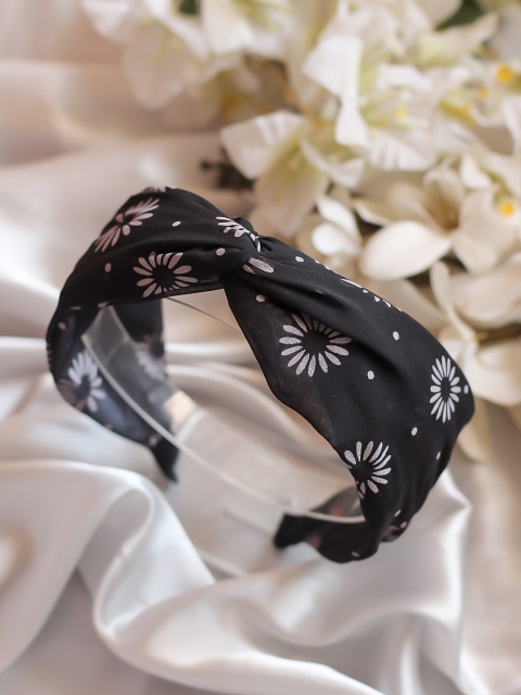Bellofox Women Black & White Printed Knot Detail Headband