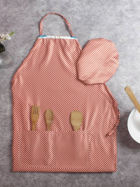 HOUZZCODE Set of 2 Parent & Kid Polyester Aprons with 2 Caps, Multi