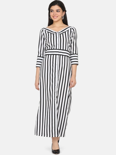 Eavan Women White Striped Maxi Dress