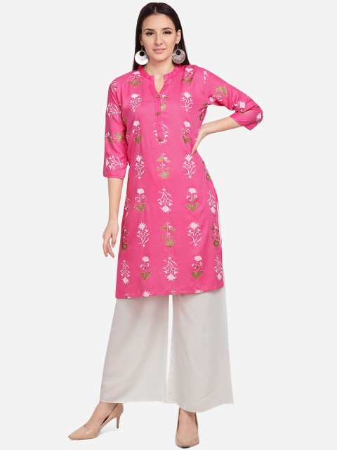 SHAVYA Women Pink & White Printed Kurta with Palazzos