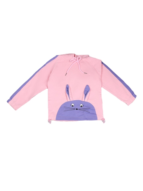 DOROKIDS Girls Pink & Purple Printed Hooded Sweatshirt