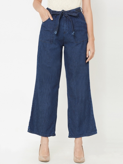 Kraus Jeans Women Blue Wide Leg High-Rise Clean Look Jeans