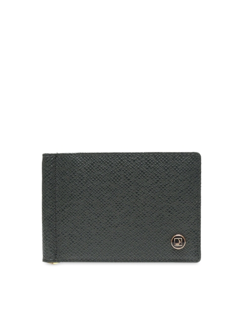 Da Milano Men Green Textured Leather Two Fold Wallet