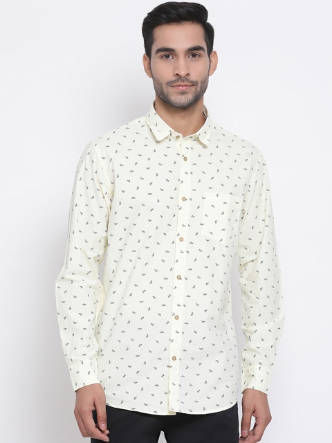Richlook Men Yellow Classic Slim Fit Printed Casual Shirt