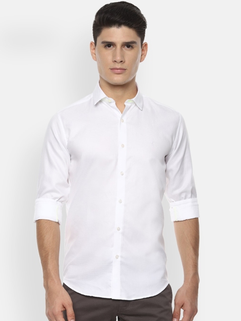 V Dot Men White Slim Fit Solid Casual Shirt