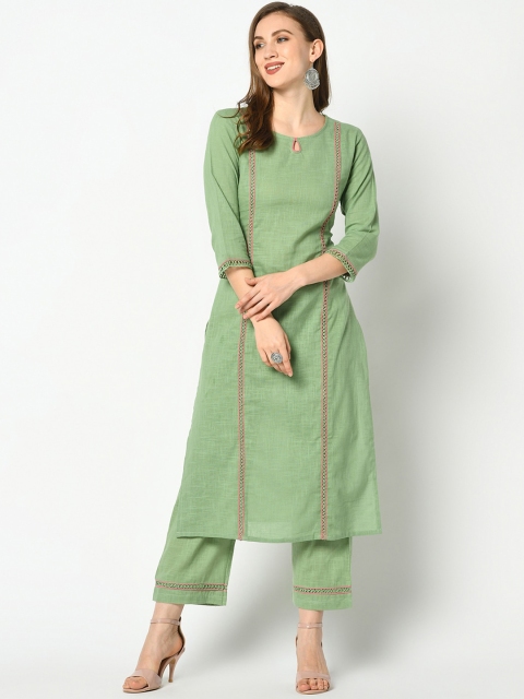 Azira Women Green Solid Kurta with Palazzos