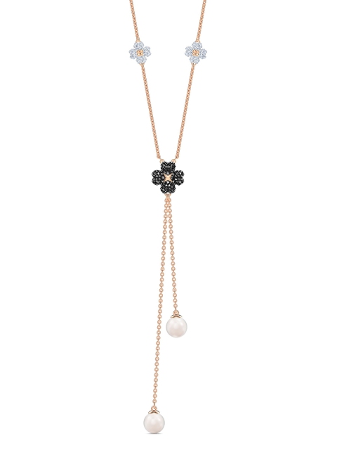 SWAROVSKI Rose-Gold Plated & Black Latisha Y Necklace