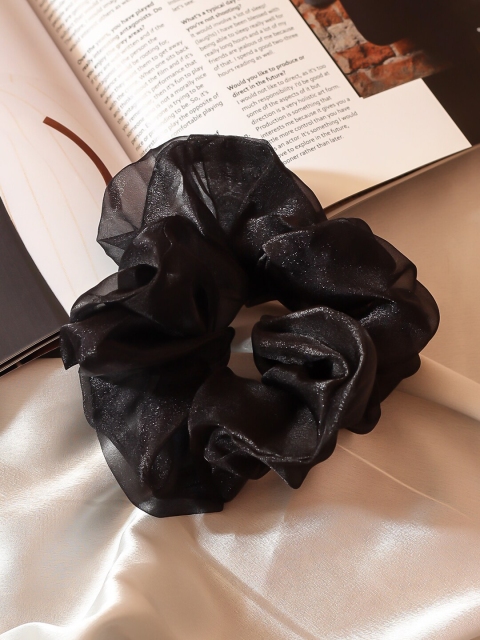 Bellofox Women Black Solid Organza Scrunchie