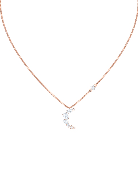 SWAROVSKI Rose Gold-Plated White Moon Crystal Studded Pendant Necklace