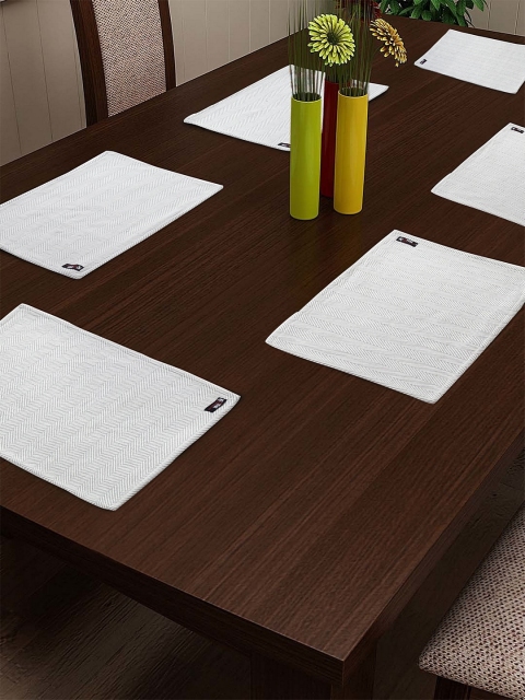 KLOTTHE Grey Set of 6 Grey Woven Design Table Placemats