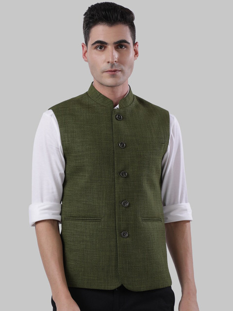 Raymond Men Green Solid Nehru Jacket 
Raymond Men Green Solid Nehru Jacket