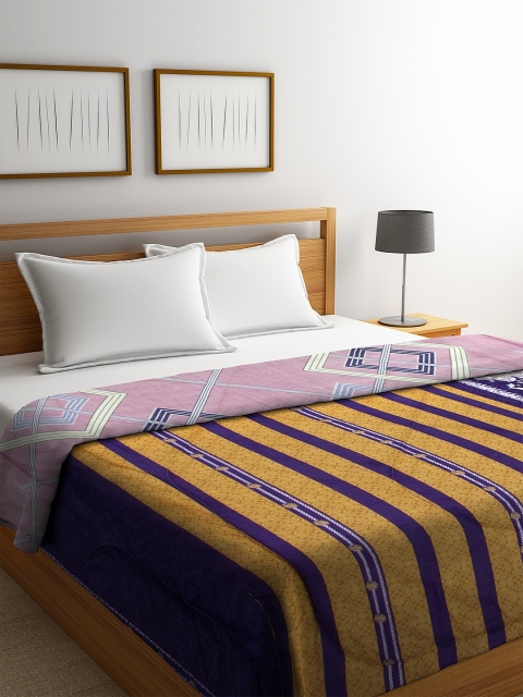 KLOTTHE Yellow & Pink Striped Mild Winter 500 GSM Double Bed Sustainable Reversible Quilt
KLOTTHE Yellow & Pink Striped Mild Winter 500 GSM Double Bed Sustainable Reversible Quilt