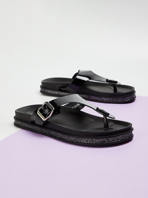 Ginger by Lifestyle Women Black Solid Thong Flip-Flops