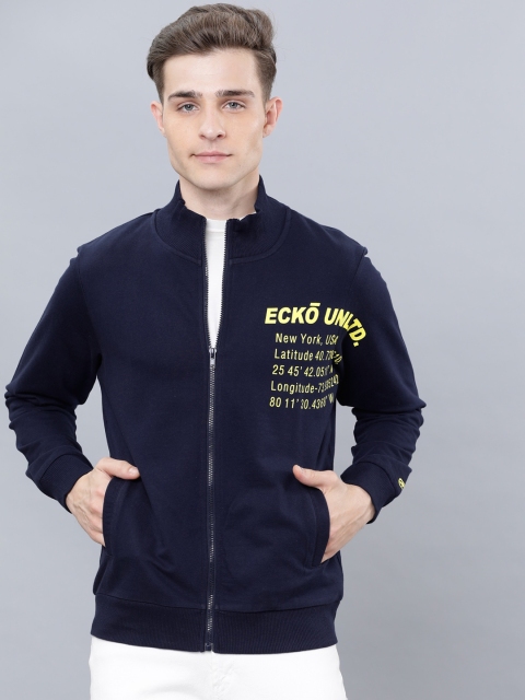 Ecko Unltd Men Navy Blue Solid Sweatshirt