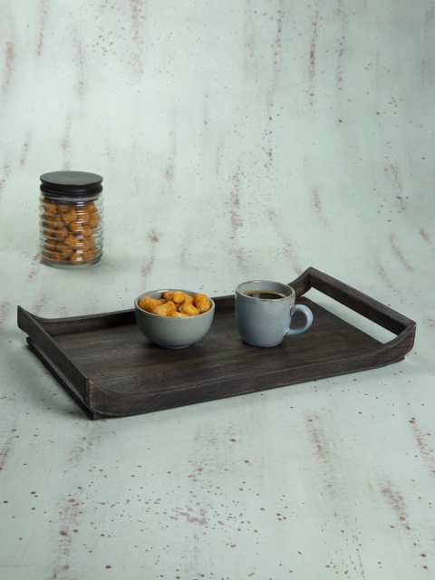 ellementry Black Solid Wooden Tray