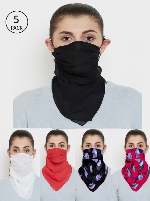 CHROME & CORAL Women Pack of 5 Pcs Multicoloured Reusable 2-Ply Protective Scarf Masks, Multi
CHROME & CORAL Women Pack of 5 Pcs Multicoloured Reusable 2-Ply Protective Scarf Masks, Multi