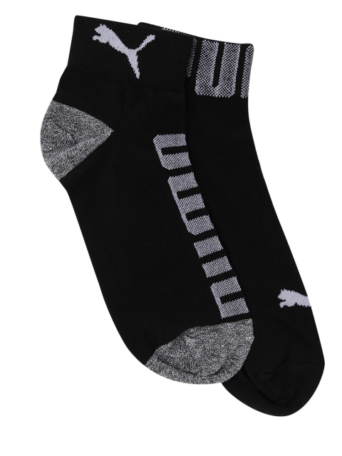 Puma Men Black & Grey Patterned Ankle-Length Socks
