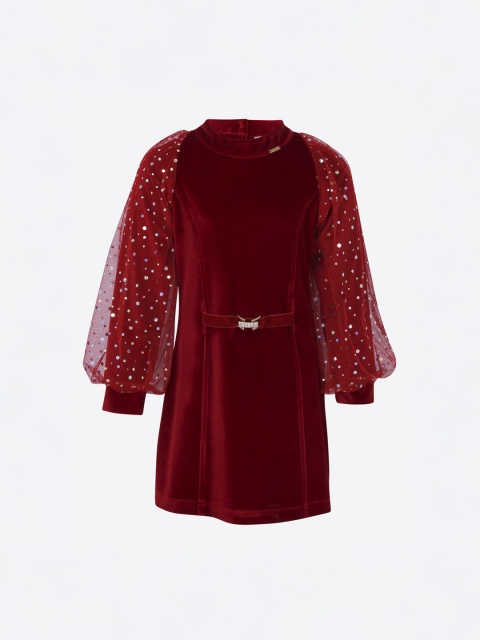 CUTECUMBER Girls Red Solid A-Line Dress