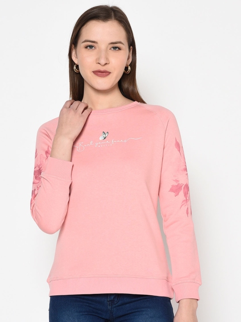 METTLE Women Pink Printed Sweatshirt