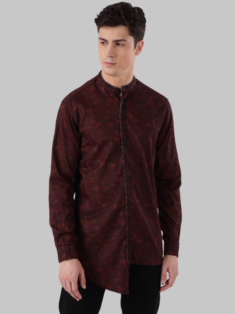 Ethnix by Raymond Men Maroon Woven Design Straight Kurta