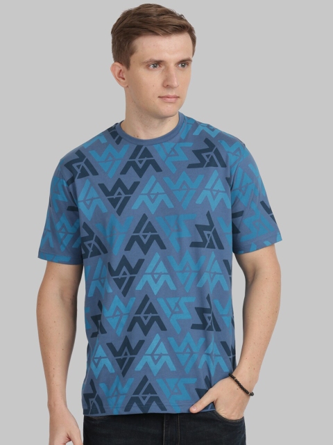 ANTHEM Men Blue Printed Round Neck T-shirt