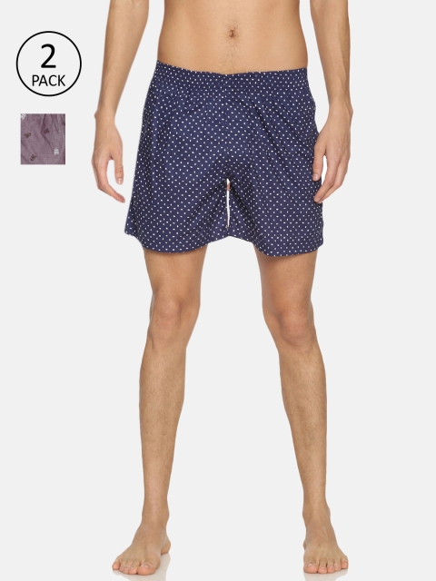 IVOC Men Pack of 2 Printed Pure Cotton Pure Cotton Boxers IOMBSCMSC07L34-5, Blue