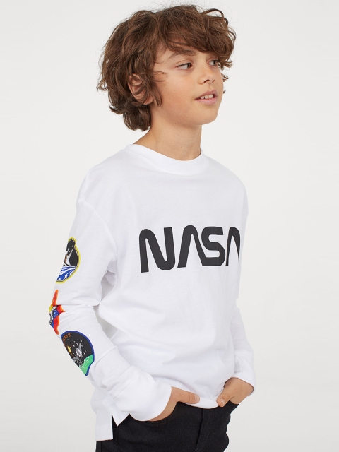 H&M Boys White & Black Printed Jersey Top