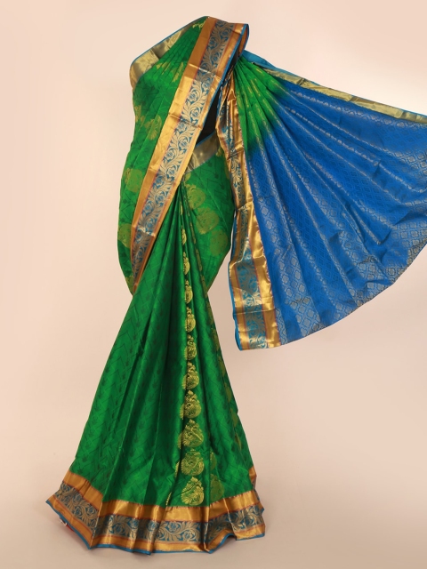Pothys Green & Blue Pure Silk Woven Design Kanjeevaram Saree