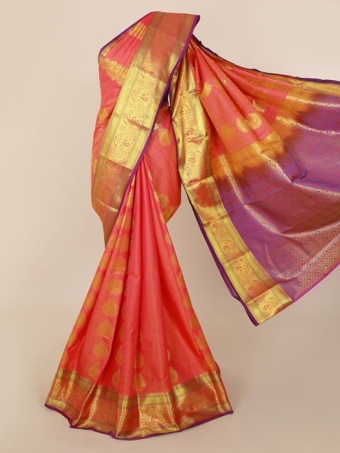 Pothys Pink & Purple Art Silk Woven Design Kanjeevaram Saree
