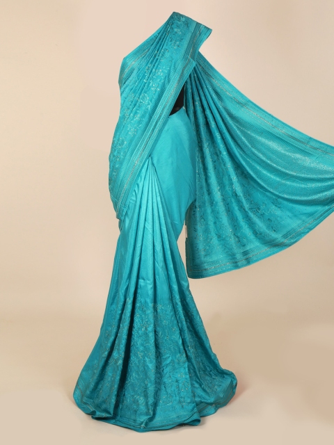 Pothys Blue Embellished Pure Georgette Saree