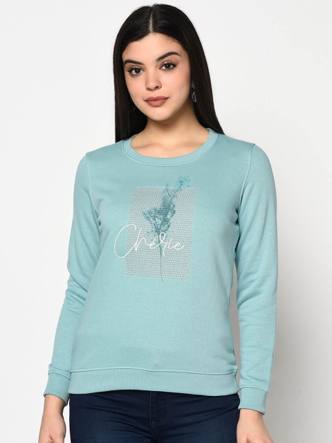 METTLE Women Blue Printed Sweatshirt
