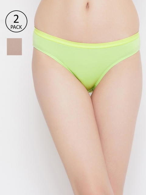 Clovia Women Pack Of 2 Solid Bikini Briefs COMPNC926L, Beige