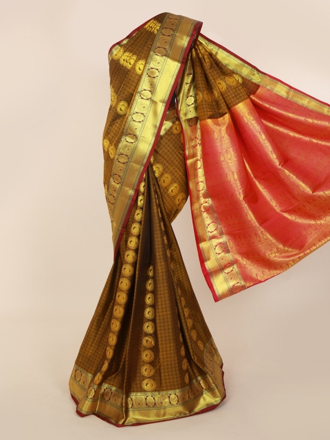 Pothys Mustard Brown Art Silk Woven Design Kanjeevaram Saree
