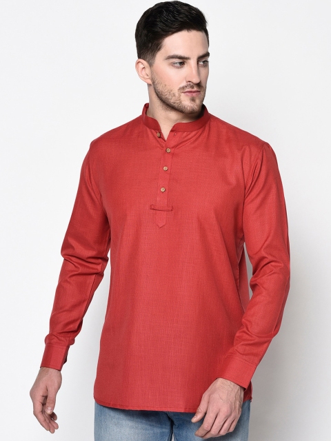 TABARD Men Red Solid Straight Kurta