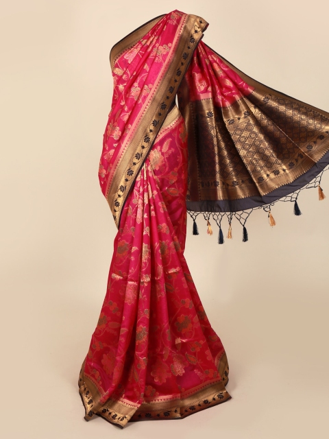 Pothys Pink Woven Design Jute Silk Saree