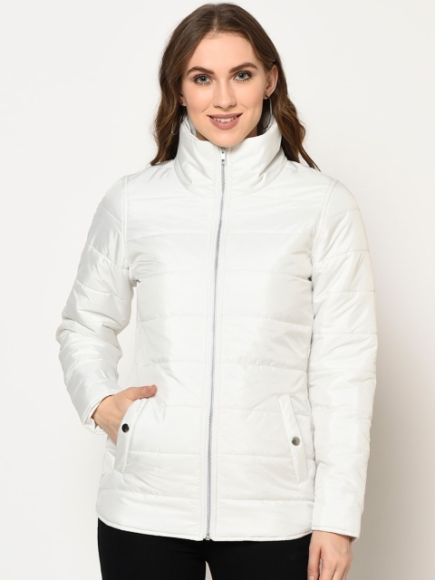 Trufit Women White Solid Insulator Puffer Jacket