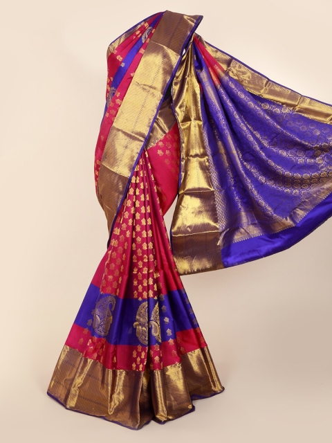 Pothys Purple & Red Pure Silk Woven Design Kanjeevaram Saree