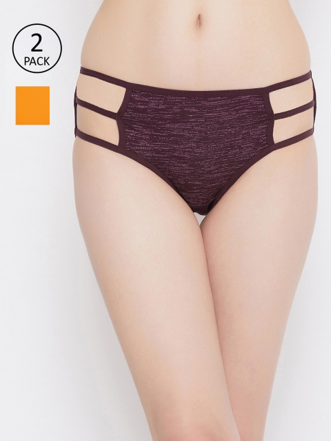 Clovia Women Pack Of 2 Printed Hipster Briefs-COMPNC921S, Brown
