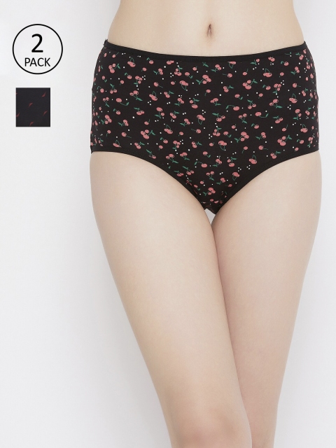 Clovia Women Pack Of 2 Hipster Briefs COMPNC919, Black