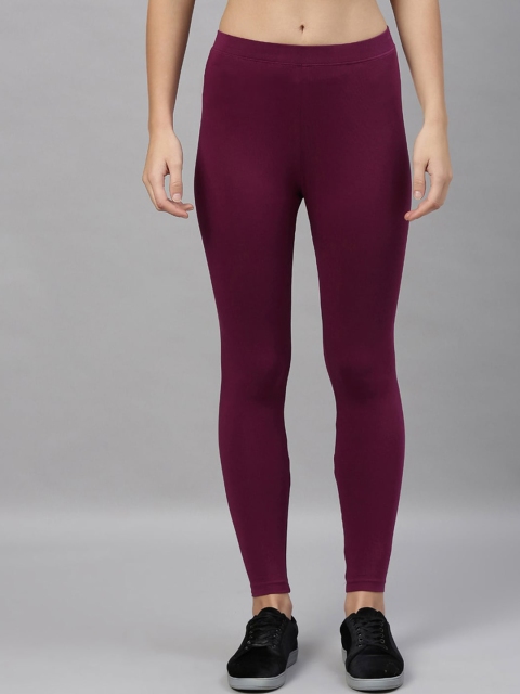 Kryptic Women Purple Solid Ankle Length Leggings